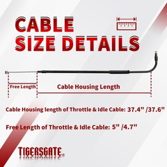 37.4″ Black Vinyl Stainless Steel Braided Extended Throttle and Idle Cable Ki…