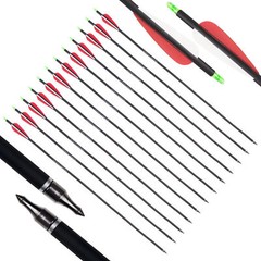 12pcs 28″ Carbon Arrows 2.95″ Vane Spine 500 Compound Recurve Bows Hunting Exact