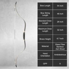 AF Archery Tatar Recurve Bow, Traditional Laminated Horse Bow for Mounted Arc…