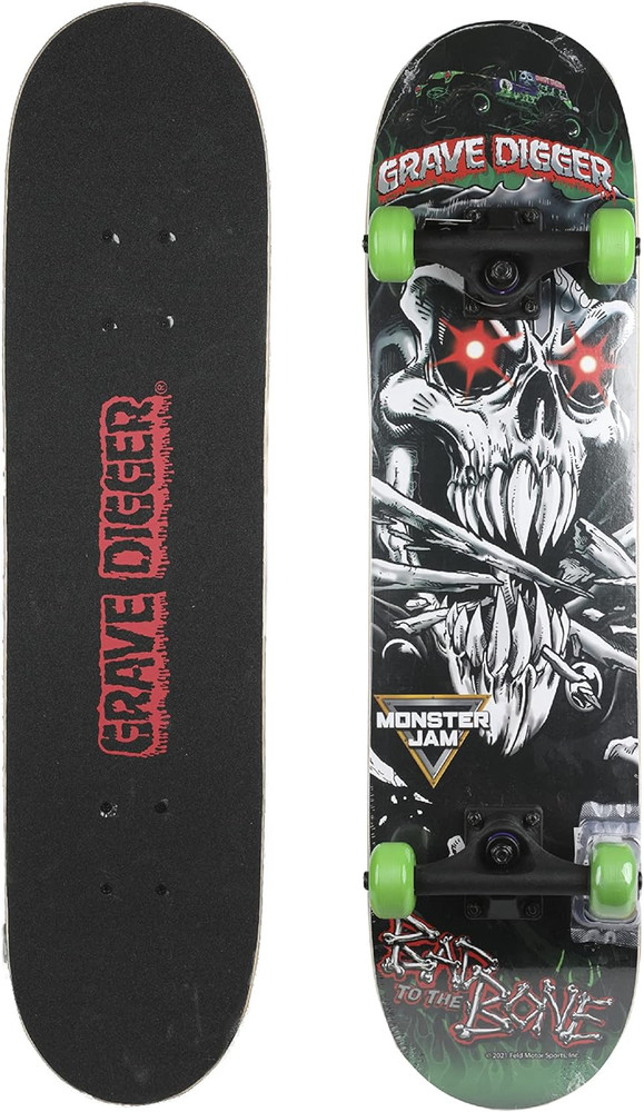 Monster Jam 31 Inch Skateboard, 7-Ply Maple Desk Skate Board for Cruising, Carvi