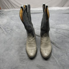 Tony Lama Western Boots Men 8.5D Blue Cowboy Antelope Leather USA Made 8056 RARE