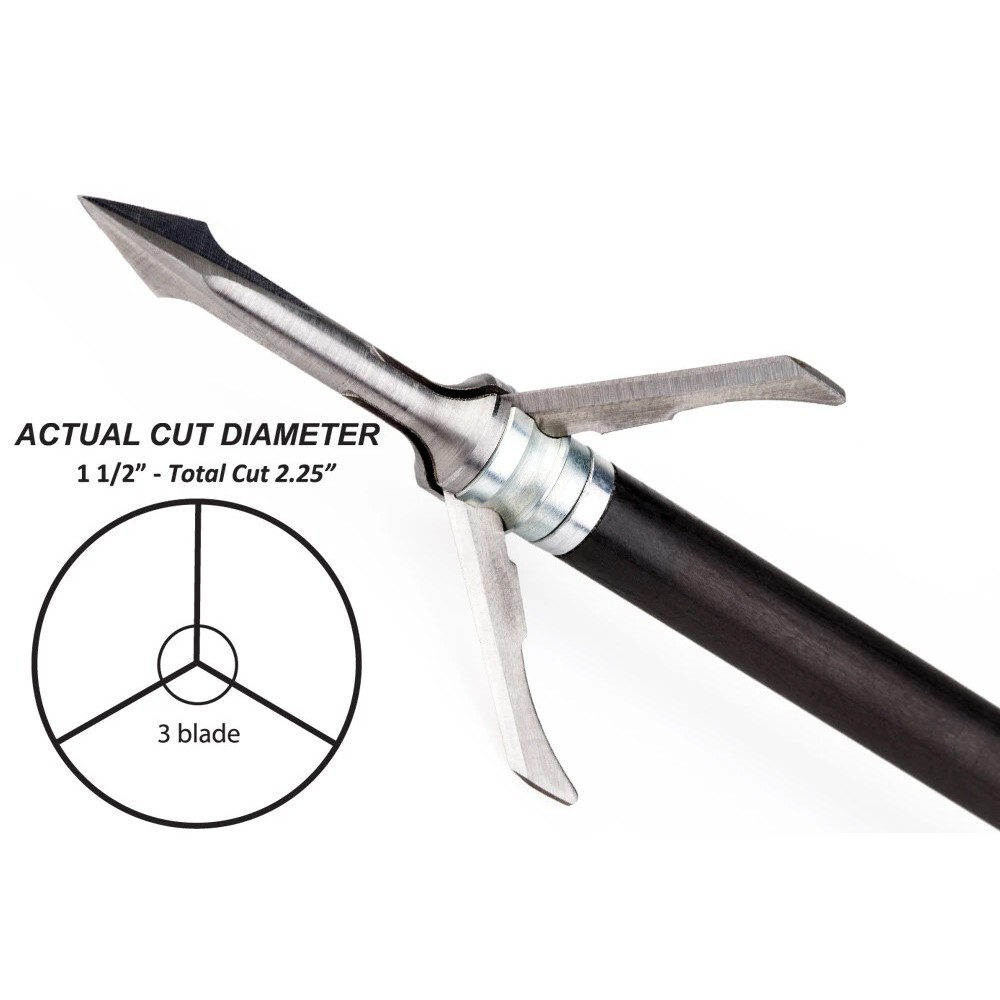 Grim Reaper Fatal Steel Broadhead 3 Blade Mechanical 1 1/2″ Cut 125gr 3pk 1313