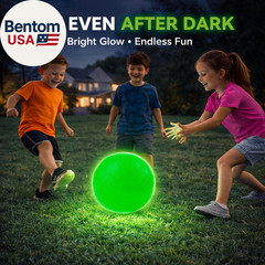 Glow in the Dark Ball 2 Pack, 8.5 Inch Light up Kickball Playground Ball with 2