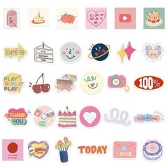 30Pcs Random Cute Kawaii Cartoon Waterproof Decals Vinyl Stickers Water Bottle