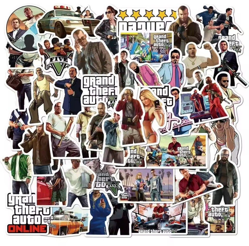 25 Piece Mix Lot 2” GTA Stickers Water Bottles, Waterproof Vinyl
