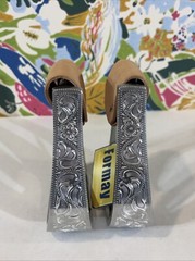 Formay Equine 4-3/4” Western Padded Engraved Aluminum Stirrups 3″ Neck, 2″ Tread