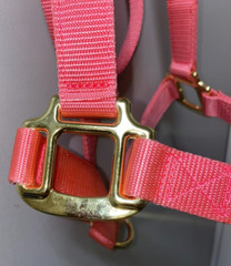 NEW PINK LARGE 1100 – 1500 LBS NYLON HORSE HALTER GOLD TONE HARDWARE