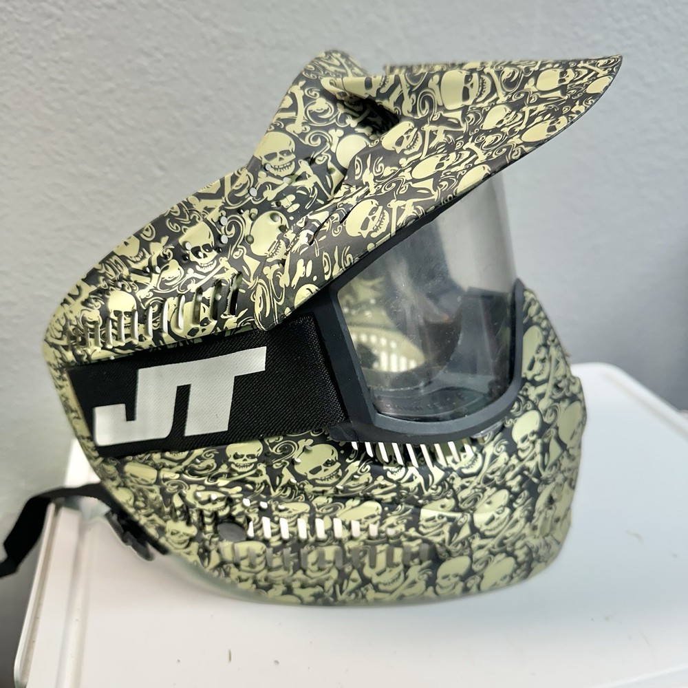JT Paintball Mask Skull Graphic Vented Full Face Goggles Adjustable Strap