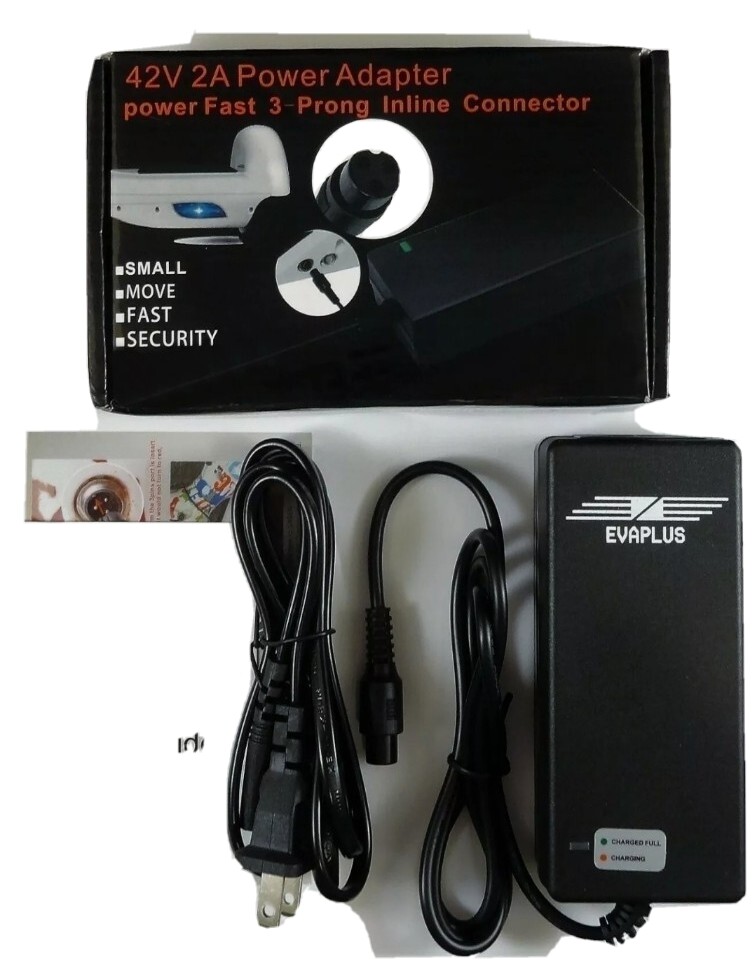 EVAPLUS 42V 2A Power Adapter PowerFast 3-Prong Inline Connector, New In Box