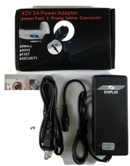 EVAPLUS 42V 2A Power Adapter PowerFast 3-Prong Inline Connector, New In Box