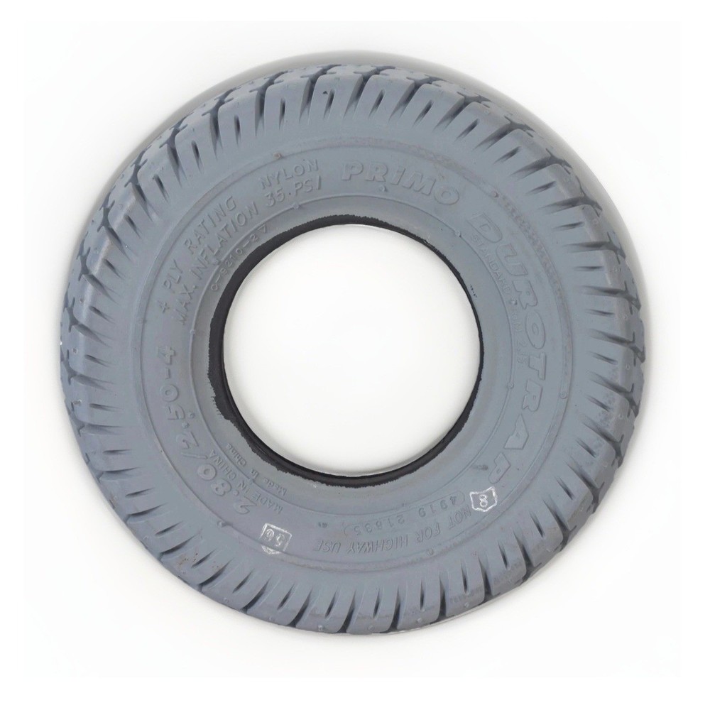 Primo Durotrap Pneumatic Tire with C9210 Tread 4 Ply Mobility Tire Light Gray