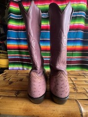 Tony Lama 5123 Purple Leather Ostrich Print Western Cowboy Boots Men’s 11.5D