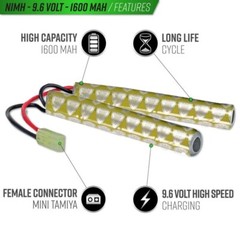 Airsoft 9.6v 1600mAh Battery NIMH w/ Battery Smart Charger – Umarex Elite Force