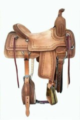 Premium Western Leather Roper Ranch Cutter Saddle – Genuine Natural Strip, Horse