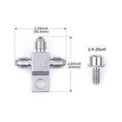 Stainless Steel AN3-3AN Male Brake Hose End Tee Block with screw 1/4-20 unf