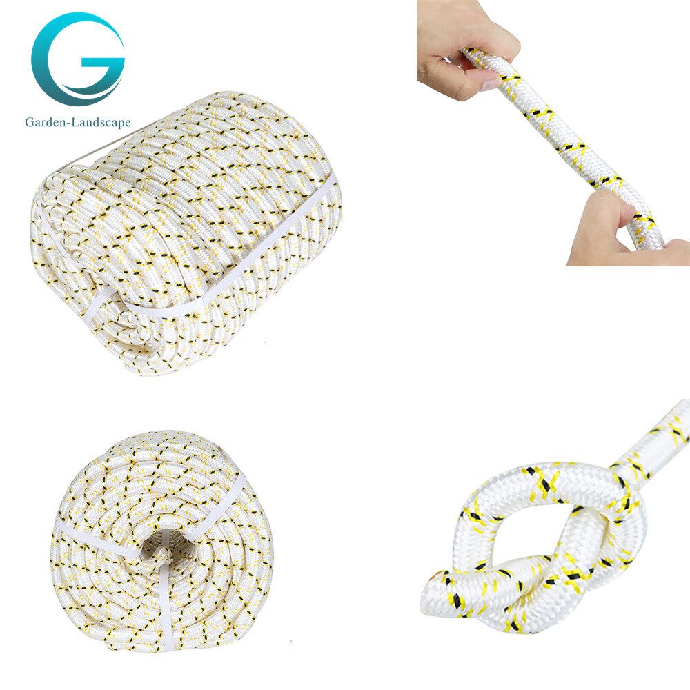 3/4 Inch 24 Strand Braided Rope 150 Ft (White, Yellow, Black) Rigging Rope 44 KN