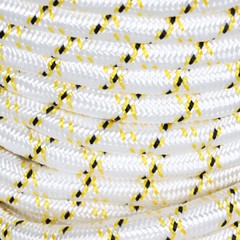 3/4 Inch 24 Strand Braided Rope 150 Ft (White, Yellow, Black) Rigging Rope 44 KN