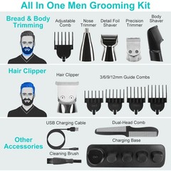 Mens 6 in 1 Grooming Kit Hair Trimmer Set FREE SHIP
