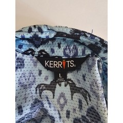 Kerrits Women Blue Horse Ikat Damask Quarter Zip Equestrian Riding Top Large