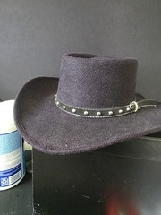 Vintage Pigalle 7X Wool Felt Gambler Hat Black Studded Leather Band Size 6 3/4