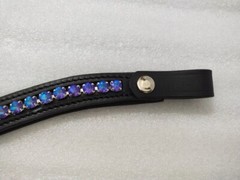 Blue & Purple Effect Crystal snap Browband For Horse Bridle.