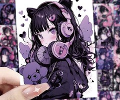 30Pcs Random Gothic Japanese Demoness Samurai Anime Girls Waterproof Stickers