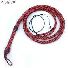 Indy Style Bull Whip 6 to 12 Foot 8 Plaits Red Black Nylon Para-cord Bullwhip