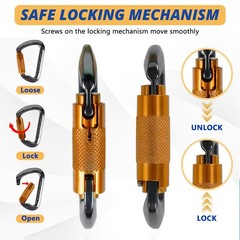 30KN Heavy Duty Auto Locking Carabiner Clips D-Shape Hook Climbing Caving Rescue