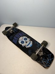 Vintage Bahne 34-1/2″ Long Skateboard Day of the Dead Skull Deck 65mm