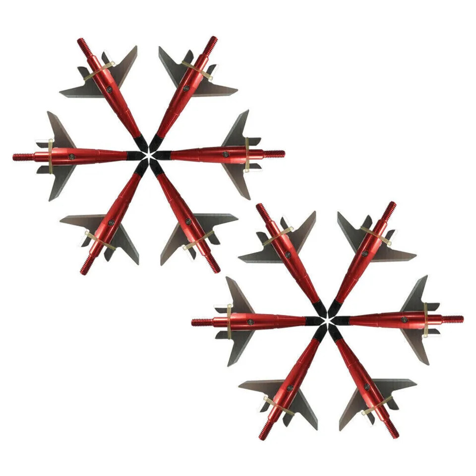 12Pcs Red Broadheads 100 Grain 1.75″ Cut Compound Bow Crossbow Tips