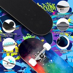 Skateboards for Beginners Adults Youths Teens Kids Girls Boys 31 Inch Pro Com…