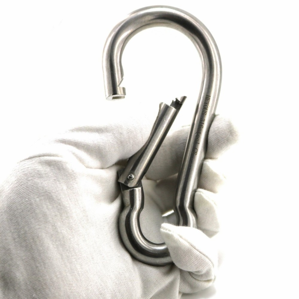 2PCS M12 316 SS Heavy Duty Marine Grade Snap Hooks Carabiner Clip Spring
