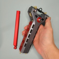 Full Metal Repeating Pocket Slingshot Includes 1 Ball Magazine 5 Bandset Model D
