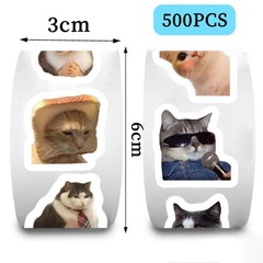 Roll of 500 Cat Face Stickers – Adhesive Decorative Seals for Envelopes & Crafts