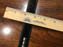 TORY English Bridle Leather 1″ Clincher Black Belt Silver Metal Stud 34 USA 2377