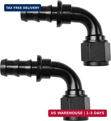 2PCS 10AN 90 Degree Push Lock Hose Fitting End, Aluminum 90° AN10 Female Swivel