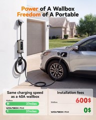 Portable Level 1 &2 40 Amp EV Charger for Non-Tesla J1772 EVs, 240v, 25ft Cable