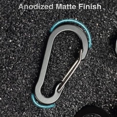 10 PCS Mini Carabiner Clips with Key Rings Aluminum D Shape Large, Black