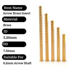 Archery 6PK 38-250gr Heavy Weight Arrow Brass Inserts Base ID6.2mm Arrow Shaft