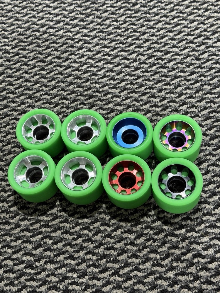Anabolix 61×40 101a Green Quad Roller Skate Wheels 45mm Speed Jam Assorted Hubs