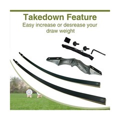 Black Hunter Takedown Longbow, GLURAK 60″ Wooden Archery Bow Hunting Bow – Ri…