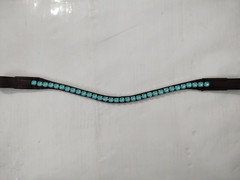 Turquoise Blue Crystal Stone Leather Browband For Horse All Size Available.