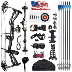 0-70lbs Compound Bow Set 320FPS Sight Carbon Arrows Feathers Shoting Archery