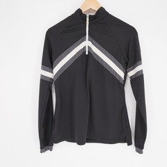 Kastel Denmark Sun Shirt Womens L Black Striped 1/4 Zip Long Sleeve Equestrian