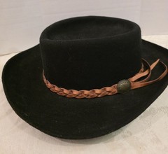 Fiesta Santa Barbara Black Wool Felt Cowboy Style Hat- Leather Decorative Bands