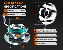 2PCS Front and Rear Wheel Bearing Hub Assembly Fits for Cadillac CTS 04-07 SR…