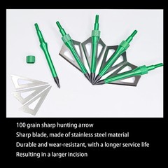 12pcs Archery Broadheads 3 Fixed Blade 100Grain Hunting Arrowheads with One Case