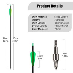 14 Pack 30 Archery Carbon Arrows,Practice Hunting Arrow with Removable Tips Shaf