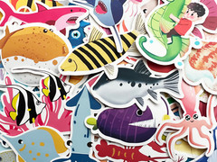 100 Cartoon Kids Ocean Marine Life Stickers Aquatic Journal Skin Lot Bulk Decals