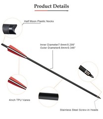12PCS 20″ Crossbow Bolts Crossbow Arrows/quiver/Broadheads OD8.8mm for Hunting